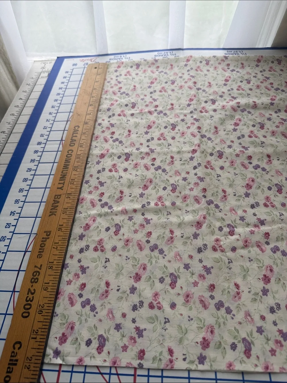Vintage 90s Floral Fabric 1 3/4+ Yds x 44 Pink Purple Roses Lightweight